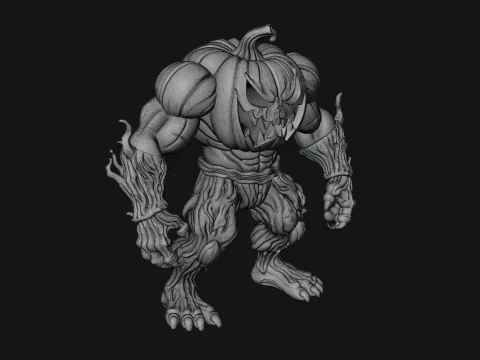 Pumpkin Tree Creature Statue Design 4 - 3D Print Model 3D Print Model