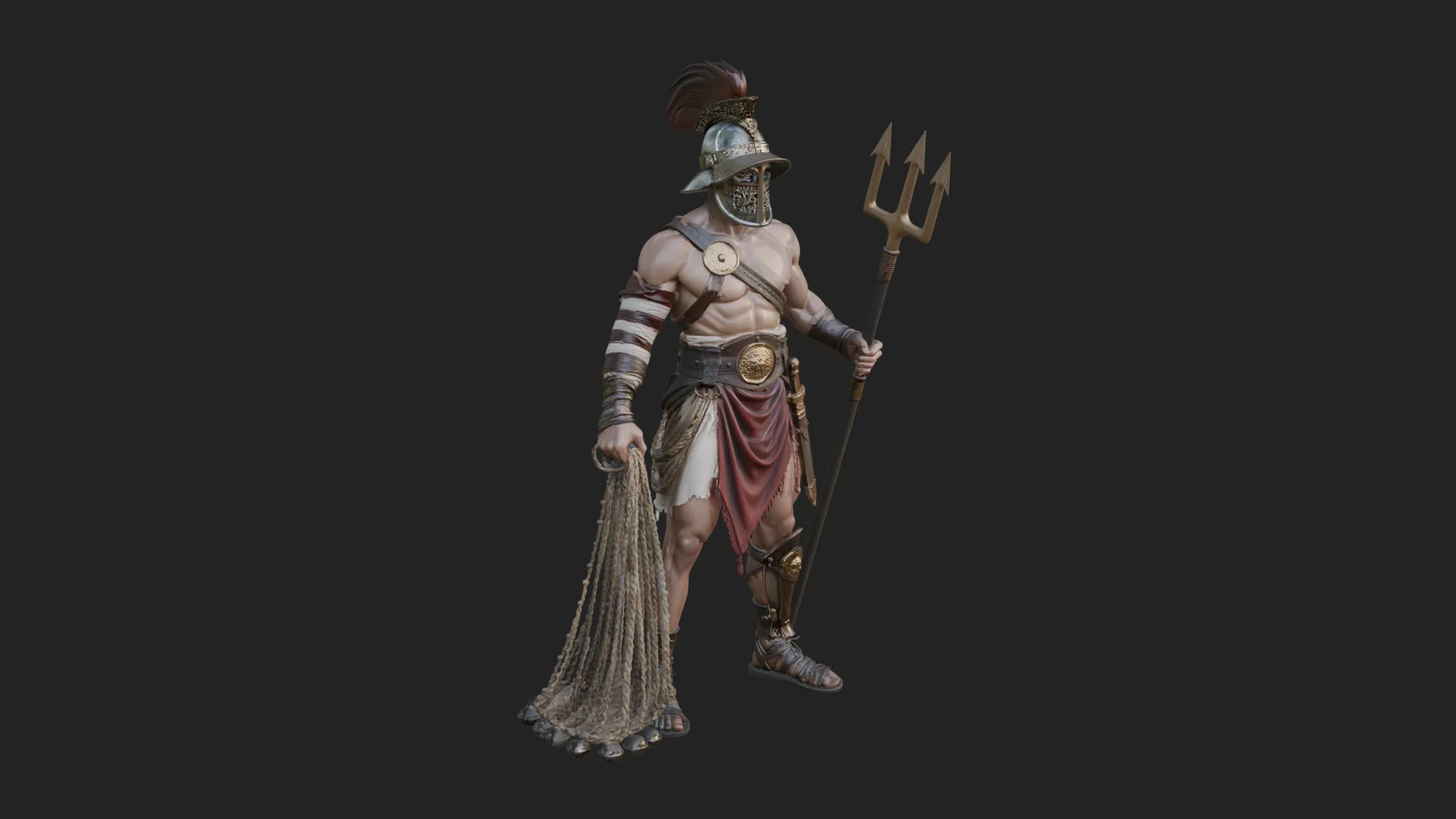ROME - Retiarius Gladiator Design 1 - 3D Print Model 3D Print Model .c4d .max .obj .3ds .fbx .stl .blend 