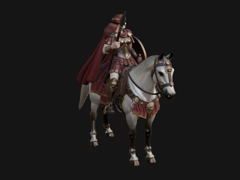 ROME - Cavalryman Design 1 - 3D Print Model Model do druku 3D