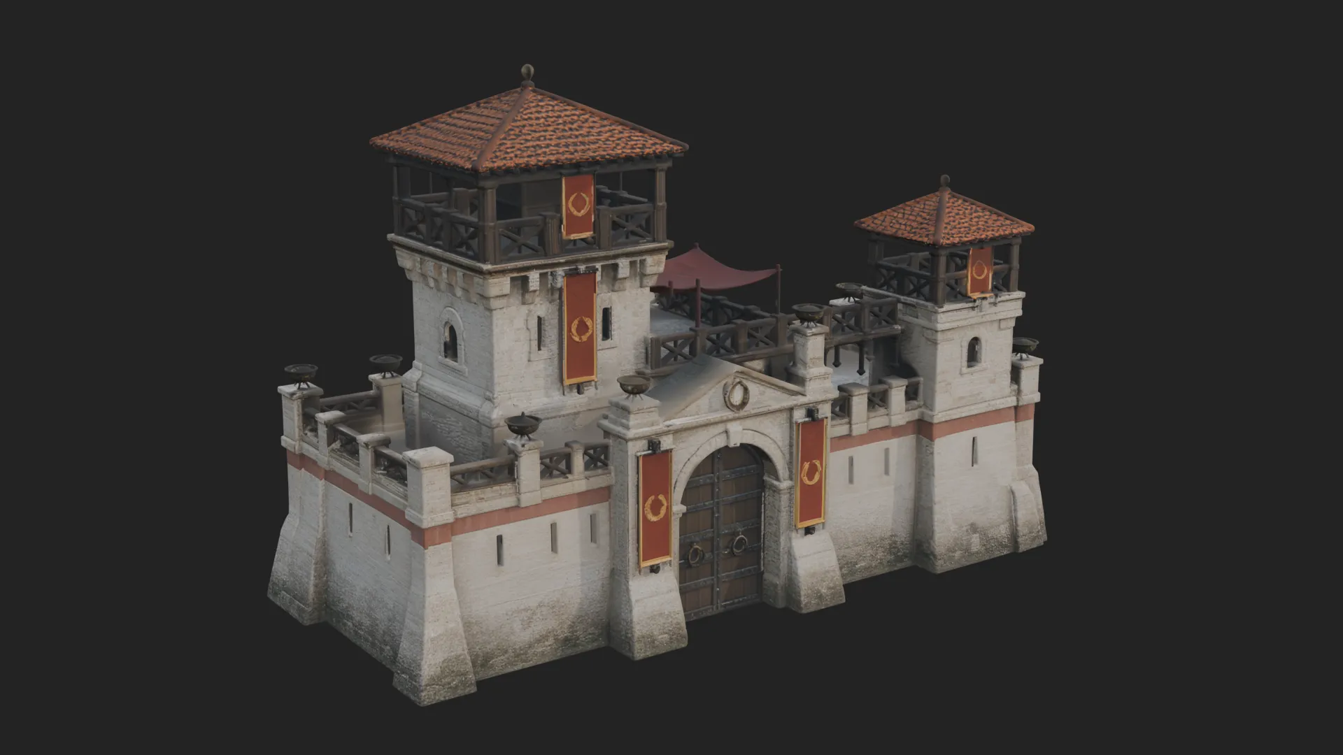 ROME - Stone Gatehouse Design 1 - 3D Print Model 3D Print Model .c4d .max .obj .3ds .fbx .stl .blend 