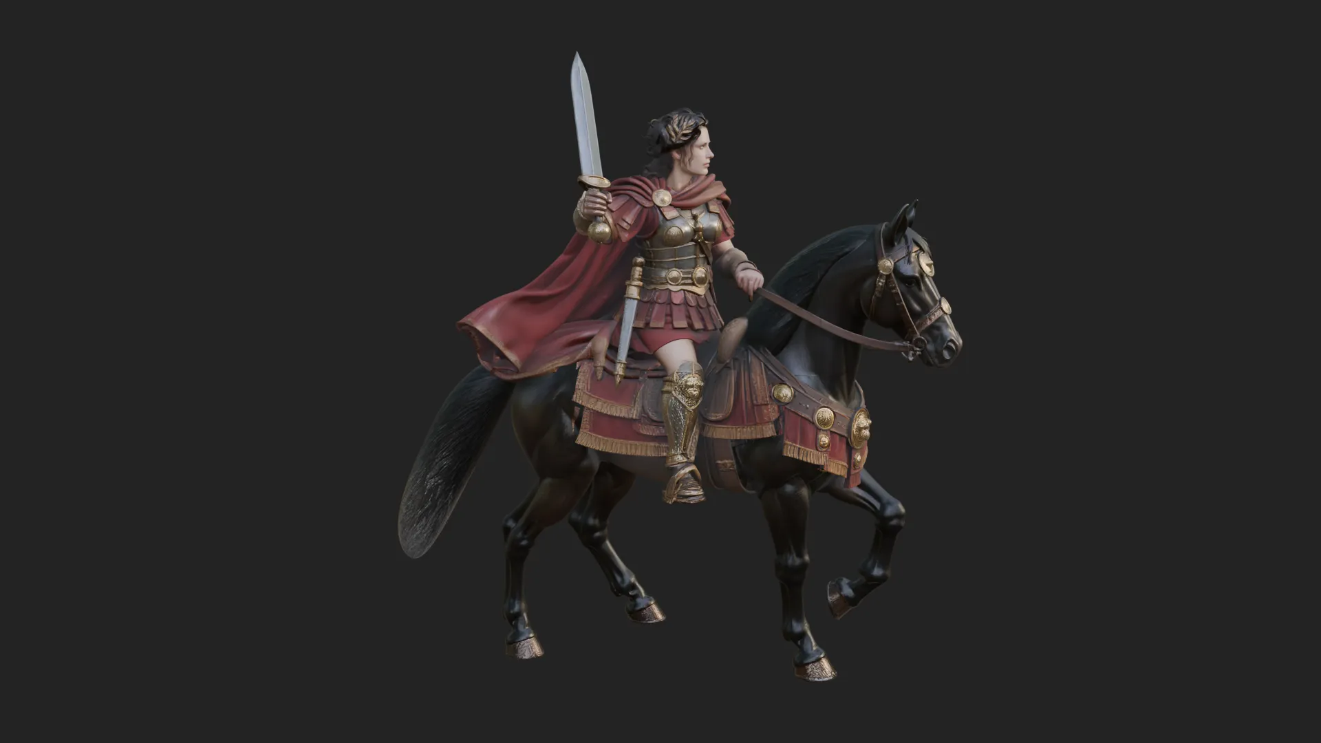 ROME - Mounted Woman Officer Design 1 - 3D Print Model 3D Print Model .c4d .max .obj .3ds .fbx .stl .blend 