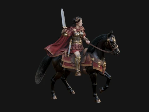 ROME - Mounted Woman Officer Design 1 - 3D Print Model Modèles 3D en vedette