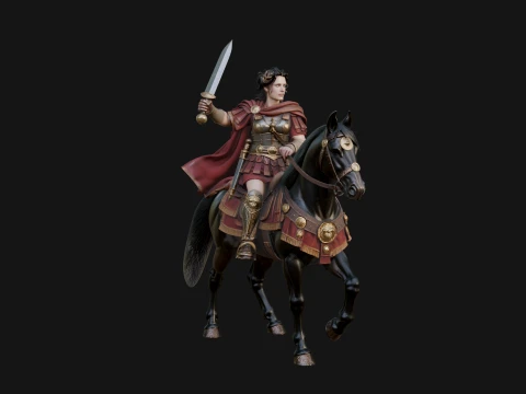 ROME - Mounted Woman Officer Design 1 - 3D Print Model 3D Print Model