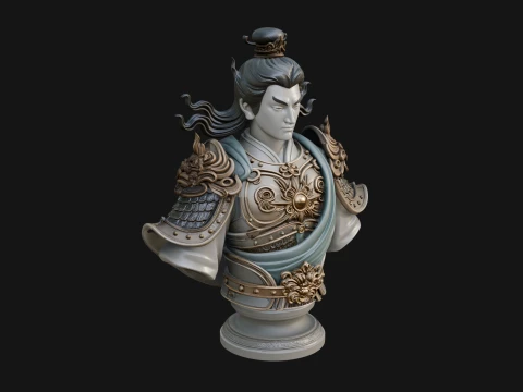 Chinese General Bust Statue Design 1 - 3D Print Model 3D Print Model
