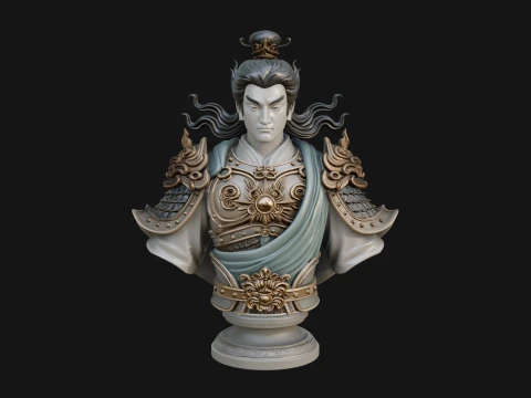 Chinese General Bust Statue Design 1 - 3D Print Model 3D Print Model