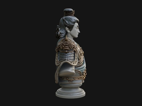 Chinese General Bust Statue Design 1 - 3D Print Model 3D Print Model