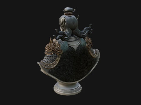 Chinese General Bust Statue Design 1 - 3D Print Model 3D Print Model