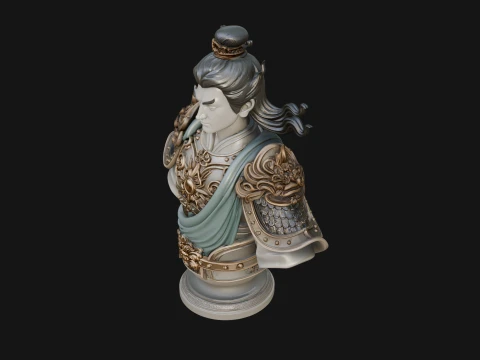 Chinese General Bust Statue Design 1 - 3D Print Model 3D Print Model