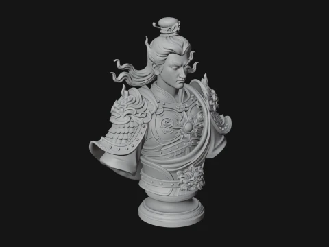 Chinese General Bust Statue Design 1 - 3D Print Model 3D Print Model