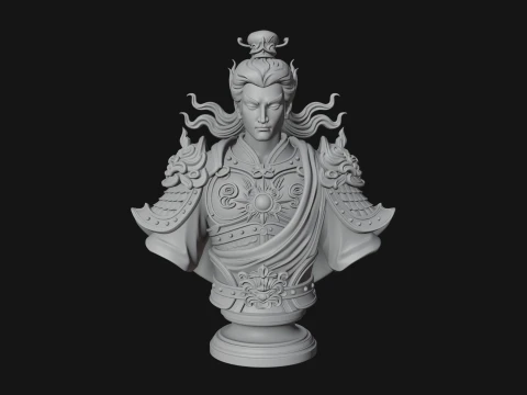 Chinese General Bust Statue Design 1 - 3D Print Model 3D Print Model