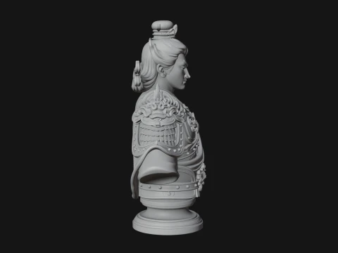 Chinese General Bust Statue Design 1 - 3D Print Model 3D Print Model