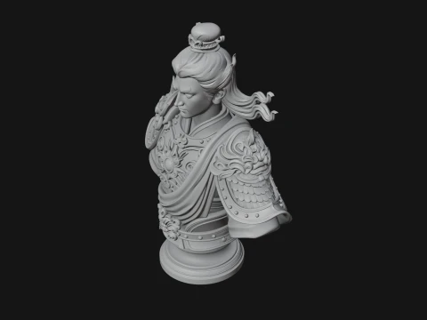 Chinese General Bust Statue Design 1 - 3D Print Model 3D Print Model
