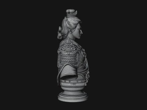 Chinese General Bust Statue Design 1 - 3D Print Model 3D Print Model