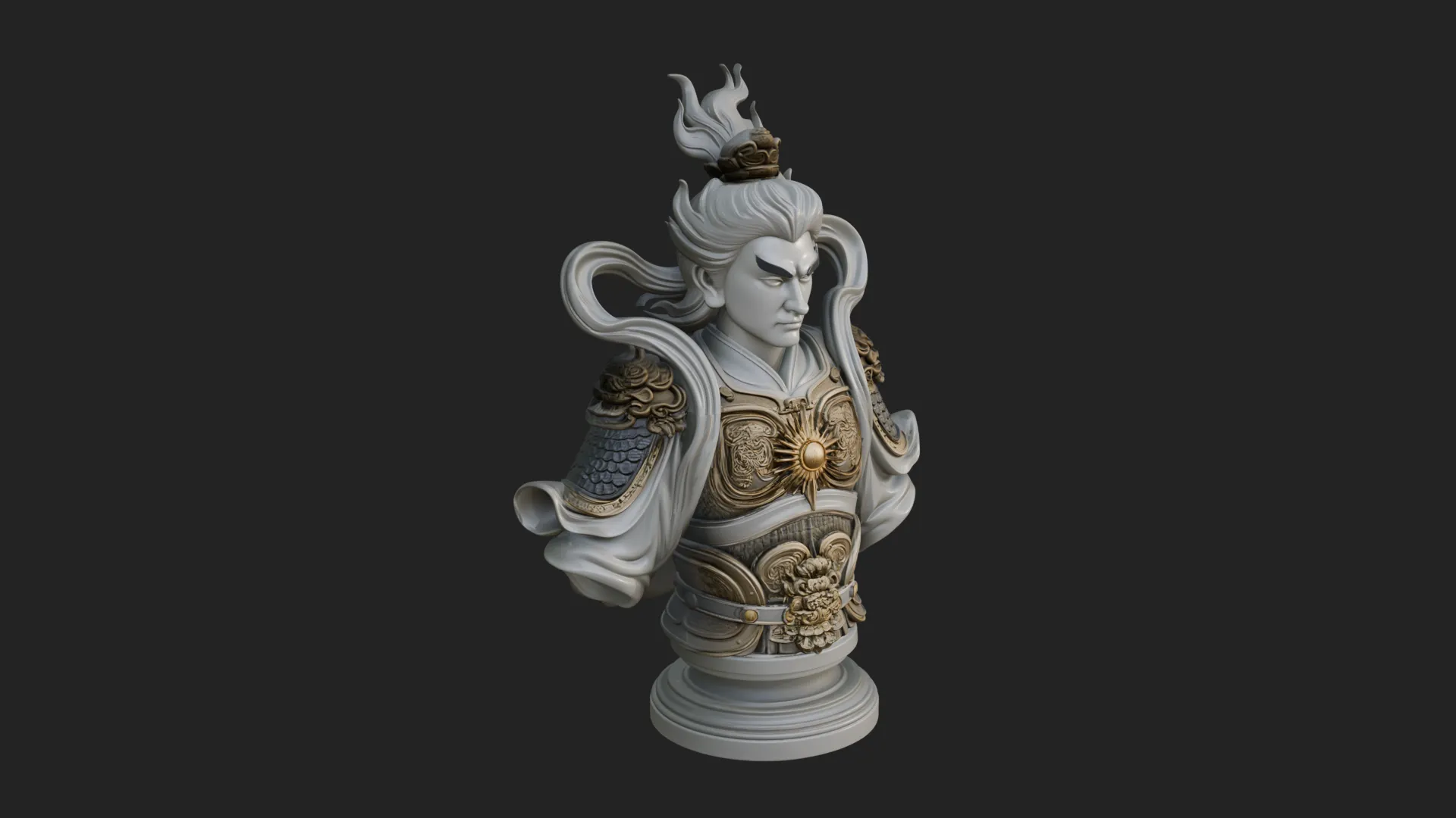 Chinese General Bust Statue Design 2 - 3D Print Model 3D Print Model .c4d .max .obj .3ds .fbx .stl .blend