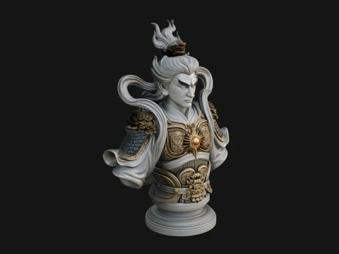 Chinese General Bust Statue Design 2 - 3D Print Model 3D Print Model