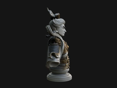 Chinese General Bust Statue Design 2 - 3D Print Model 3D Print Model