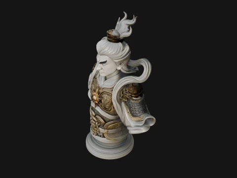 Chinese General Bust Statue Design 2 - 3D Print Model 3D Print Model