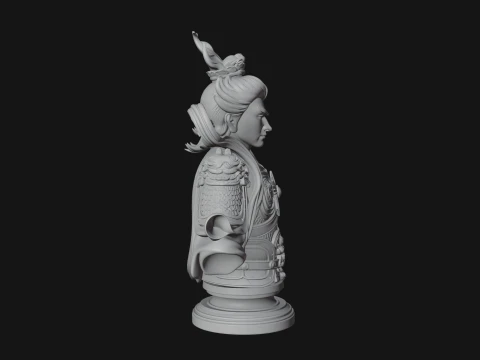 Chinese General Bust Statue Design 2 - 3D Print Model 3D Print Model