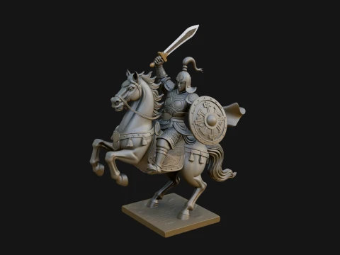 Mounted Asian Warrior Statue Design 1 - 3D Print Model 3D Print Model