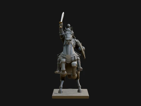 Mounted Asian Warrior Statue Design 1 - 3D Print Model 3D Print Model