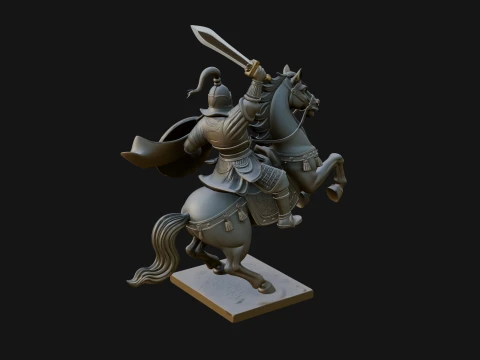 Mounted Asian Warrior Statue Design 1 - 3D Print Model 3D Print Model