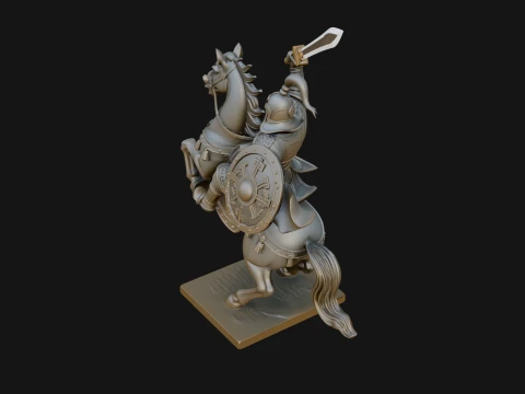 Mounted Asian Warrior Statue Design 1 - 3D Print Model 3D Print Model