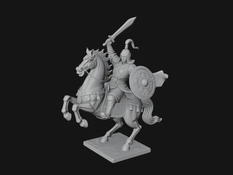 Mounted Asian Warrior Statue Design 1 - 3D Print Model 3D Print Model