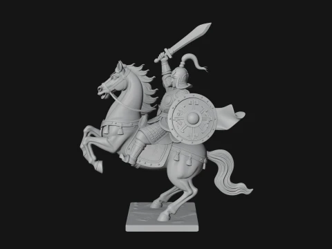 Mounted Asian Warrior Statue Design 1 - 3D Print Model 3D Print Model