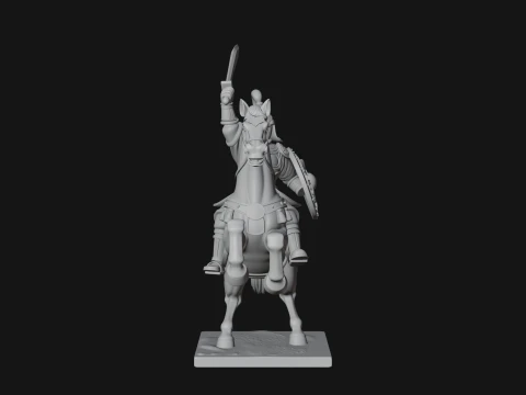 Mounted Asian Warrior Statue Design 1 - 3D Print Model 3D Print Model