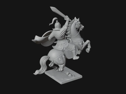 Mounted Asian Warrior Statue Design 1 - 3D Print Model 3D Print Model
