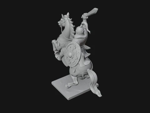 Mounted Asian Warrior Statue Design 1 - 3D Print Model 3D Print Model