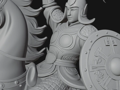 Mounted Asian Warrior Statue Design 1 - 3D Print Model 3D Print Model