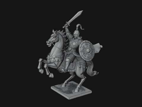 Mounted Asian Warrior Statue Design 1 - 3D Print Model 3D Print Model