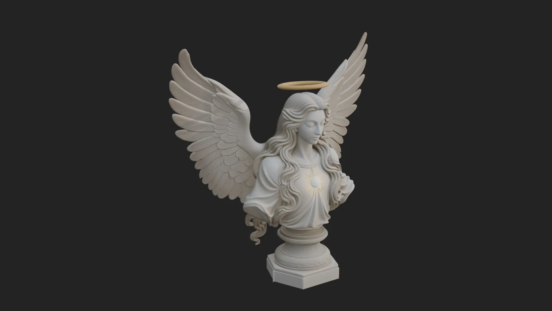 Winged Angel Woman Bust Statue Design 1 - 3D Print Model 3D Print Model .c4d .max .obj .3ds .fbx .stl .blend 