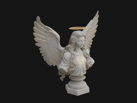 Winged Angel Woman Bust Statue Design 1 - 3D Print Model 3D Print Model