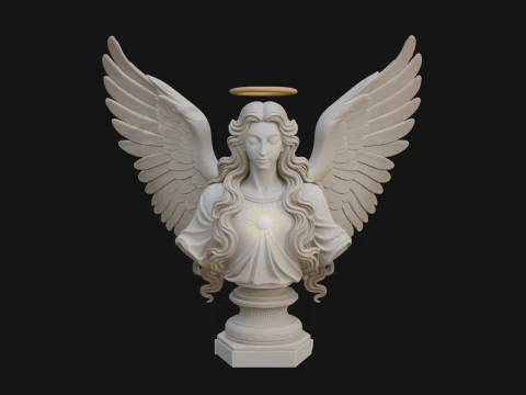Winged Angel Woman Bust Statue Design 1 - 3D Print Model 3D Print Model