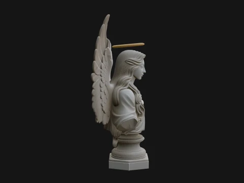 Winged Angel Woman Bust Statue Design 1 - 3D Print Model 3D Print Model