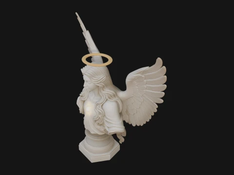 Winged Angel Woman Bust Statue Design 1 - 3D Print Model 3D Print Model