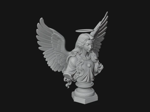 Winged Angel Woman Bust Statue Design 1 - 3D Print Model 3D Print Model
