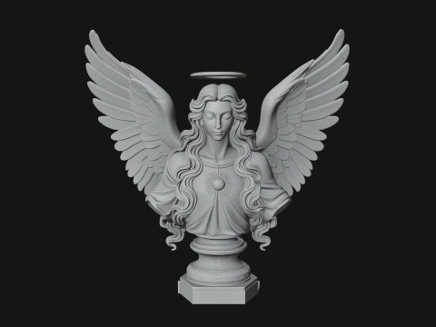 Winged Angel Woman Bust Statue Design 1 - 3D Print Model 3D Print Model