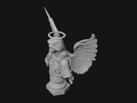 Winged Angel Woman Bust Statue Design 1 - 3D Print Model 3D Print Model