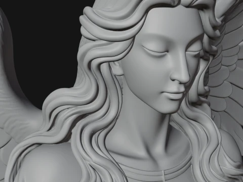 Winged Angel Woman Bust Statue Design 1 - 3D Print Model 3D Print Model