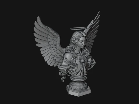 Winged Angel Woman Bust Statue Design 1 - 3D Print Model 3D Print Model