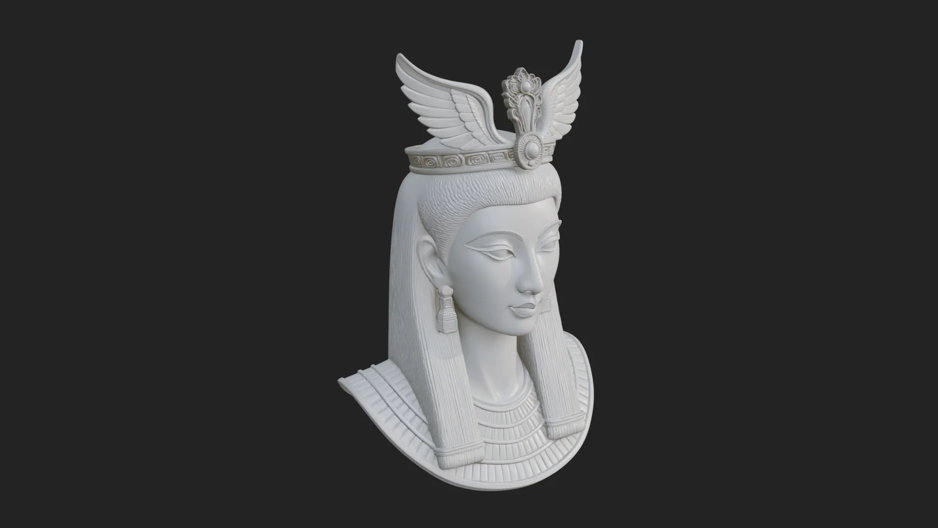 Winged Egyptian Goddess Bust Statue Design 1 - 3D Print Model 3D Print Model .c4d .max .obj .3ds .fbx .stl .blend 