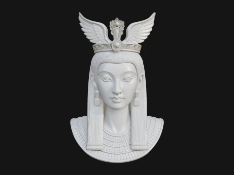 Winged Egyptian Goddess Bust Statue Design 1 - 3D Print Model 3D Print Model