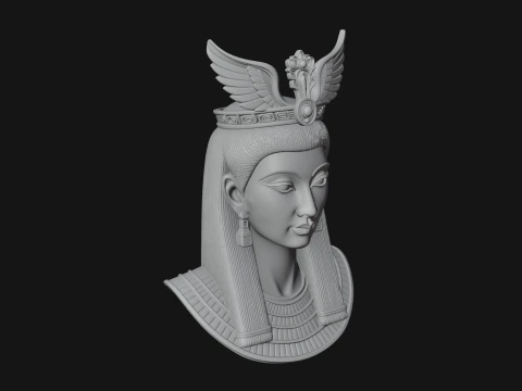 Winged Egyptian Goddess Bust Statue Design 1 - 3D Print Model 3D Print Model