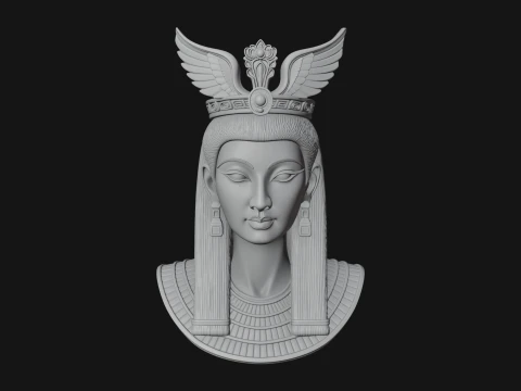 Winged Egyptian Goddess Bust Statue Design 1 - 3D Print Model 3D Print Model