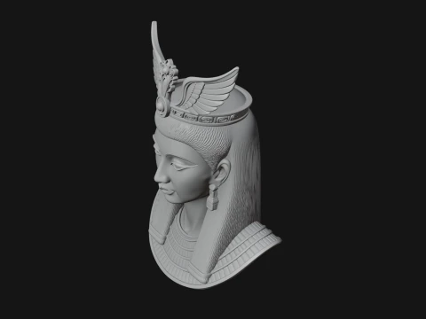 Winged Egyptian Goddess Bust Statue Design 1 - 3D Print Model 3D Print Model