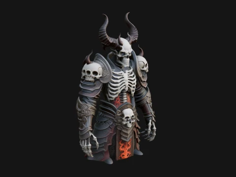 Horned Helm Skeleton Bust Statue Design 6 - 3D Print Model 3D Print Model