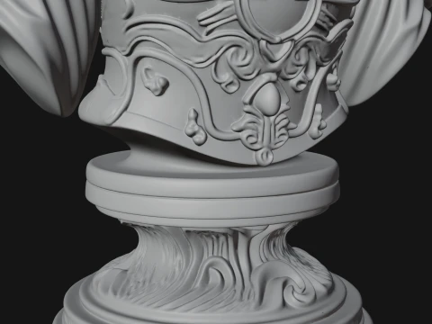 Crowned Winged Angel Bust Statue Design 1 - 3D Print Model 3D Print Model